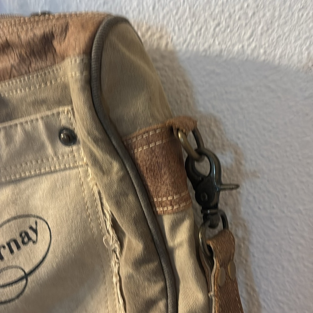 Myra Bag Tan and Brown Messenger Bag with Adjustable Strap - Picture 3 of 6